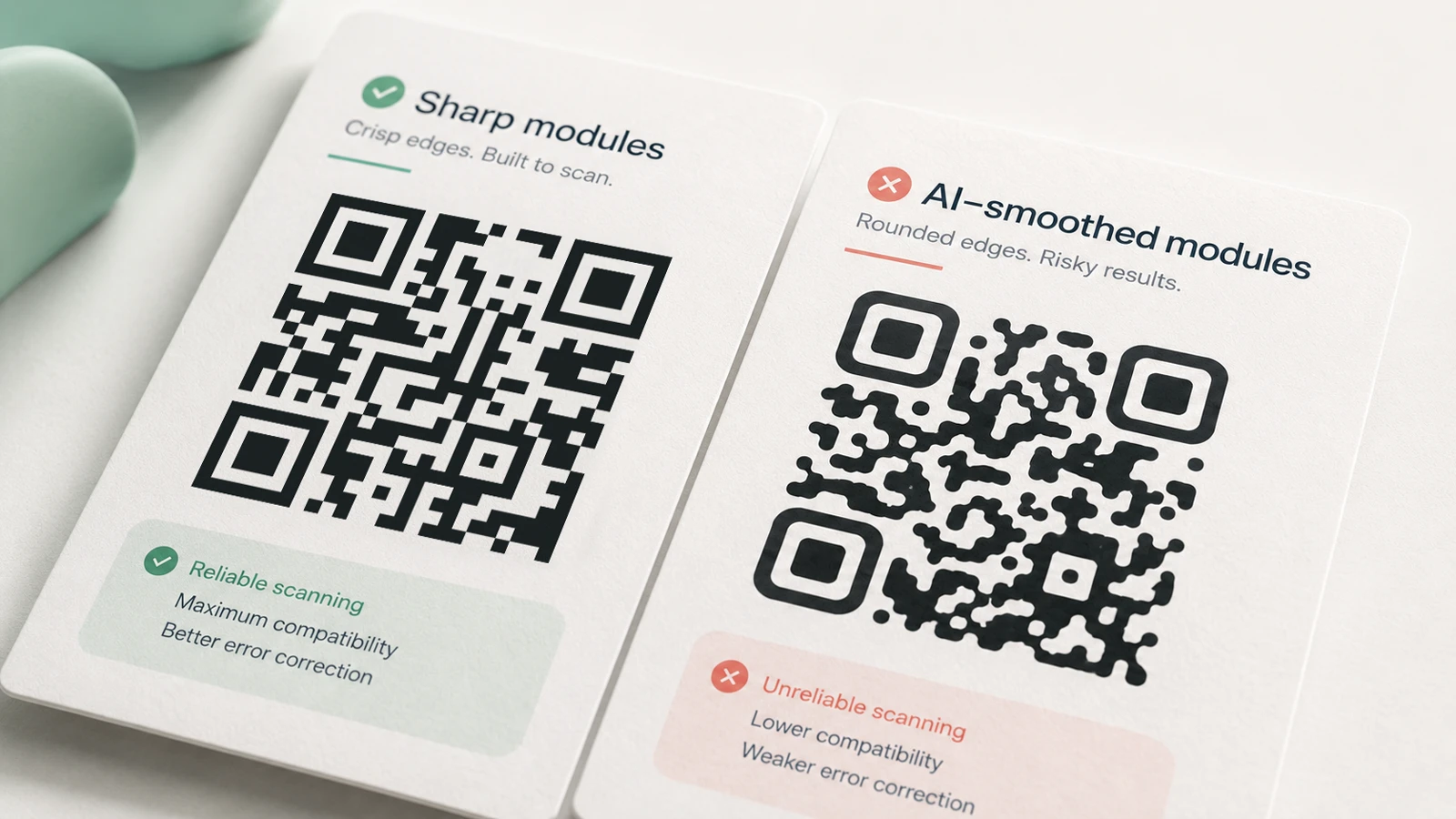 AI-enhanced QR code with rounded modules that no longer scan reliably