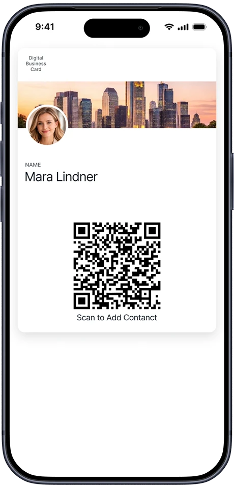 Show a digital business card from Apple Wallet or Google Wallet