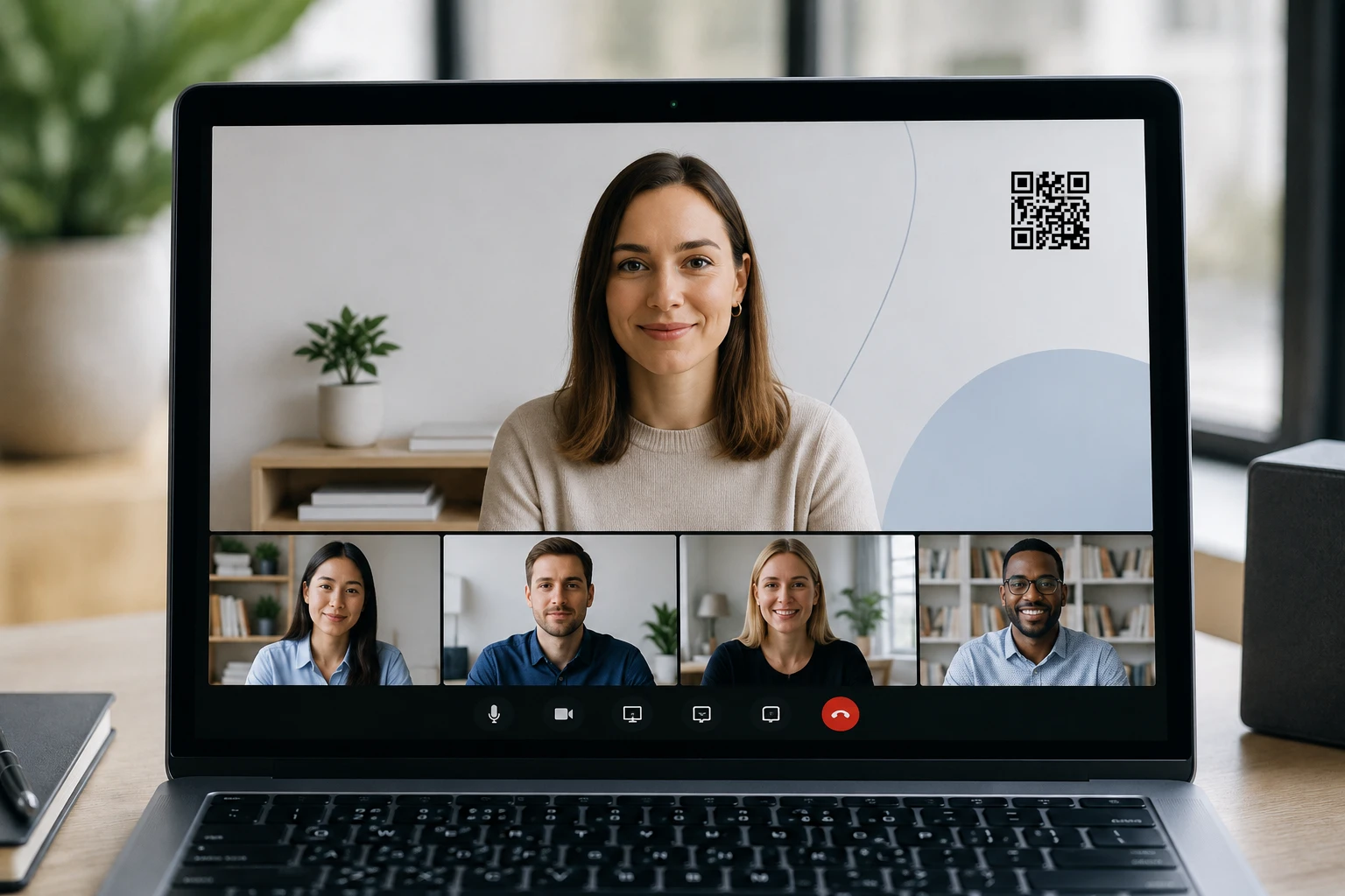 Smartphone camera scanning a QR code